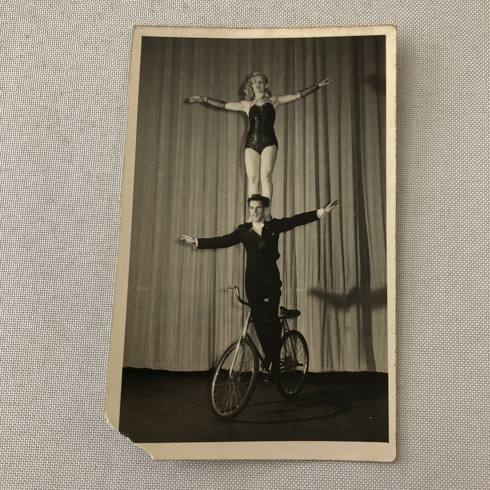 Circus Performers Balancing Act on Unicycle Photo Photograph The Renellis