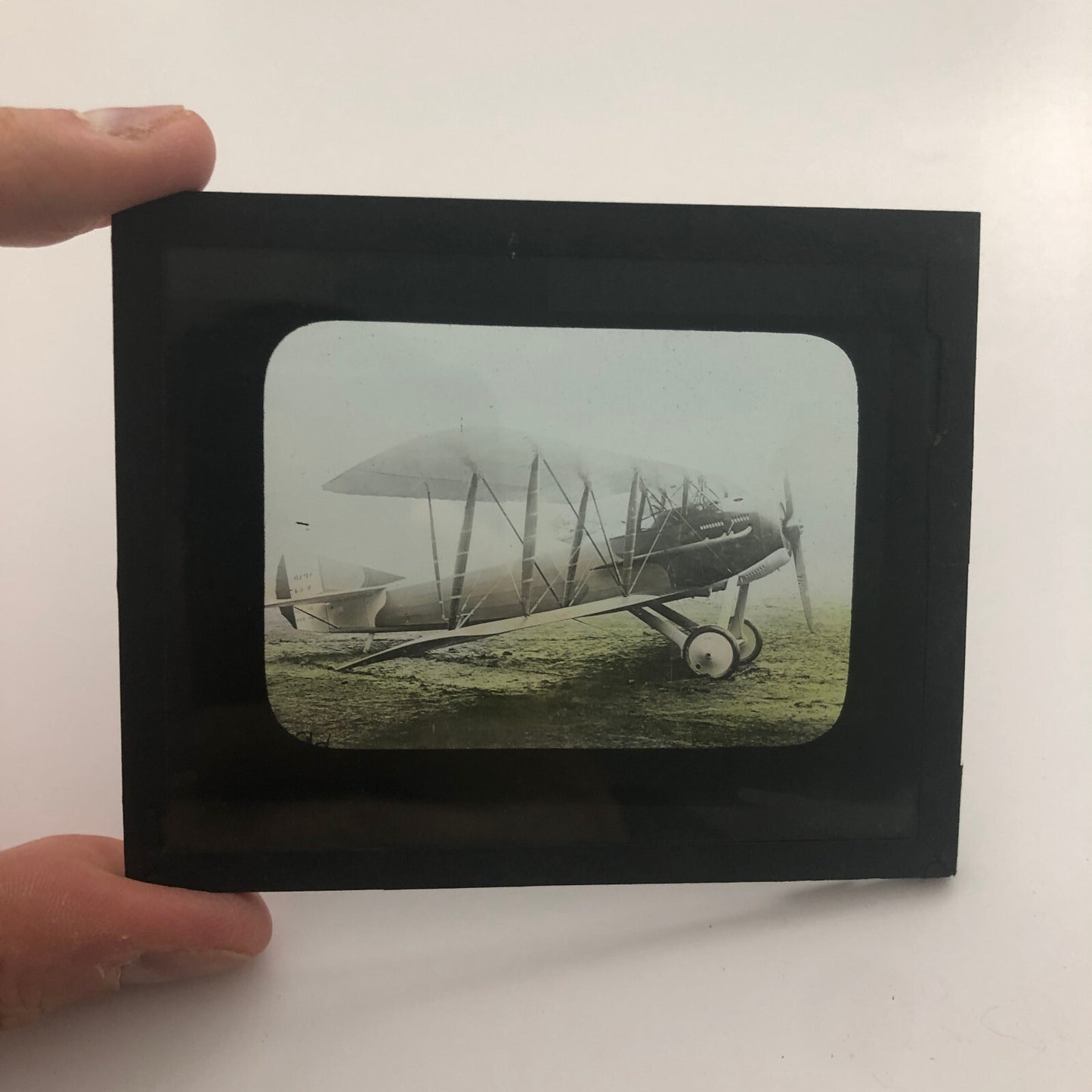 Antique Glass Plate Lantern Slide Early Airplane Aircraft Plane SPAD