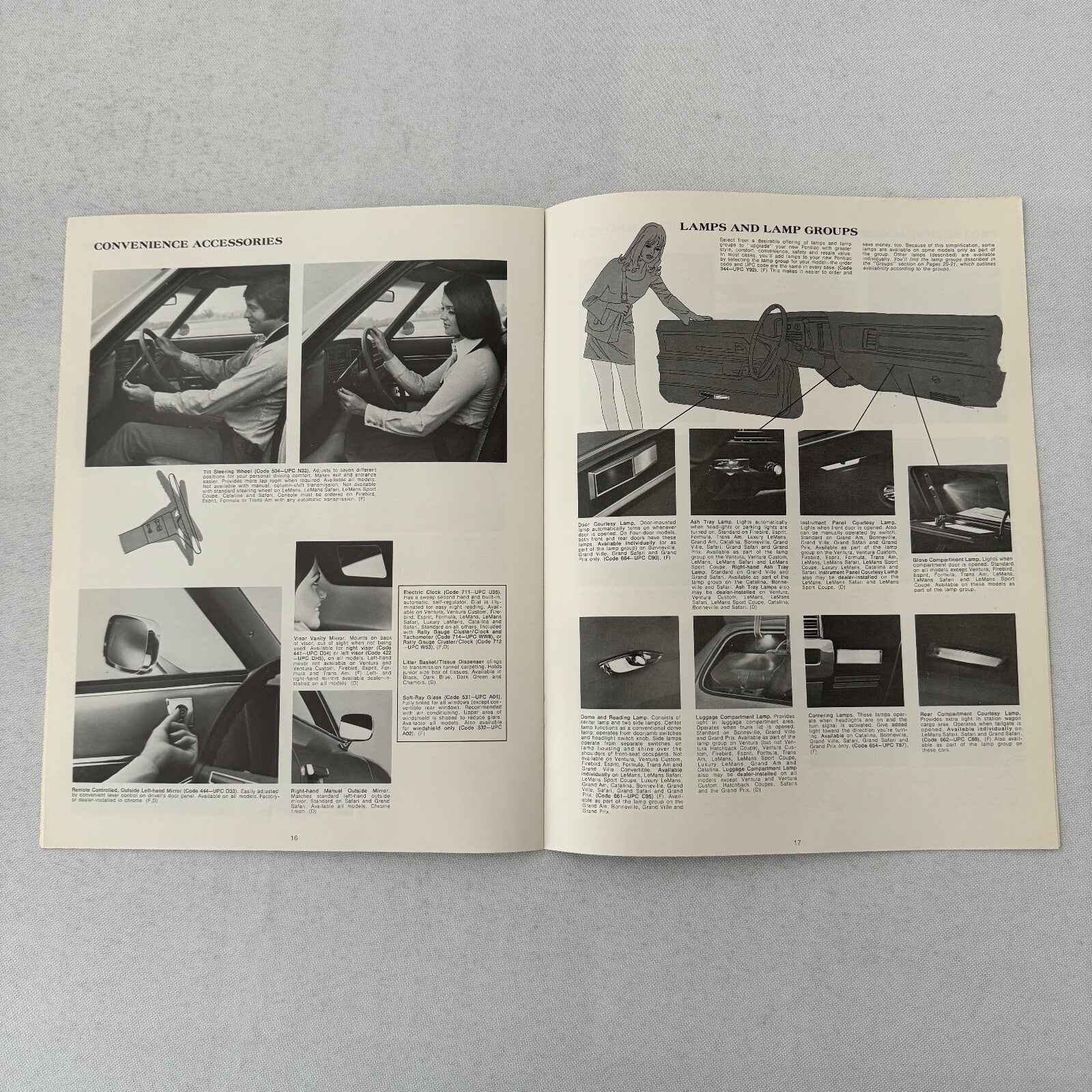 1973 Pontiac ACCESSORIES Sales Brochure Catalog Firebird Ventura GTO Catalina +