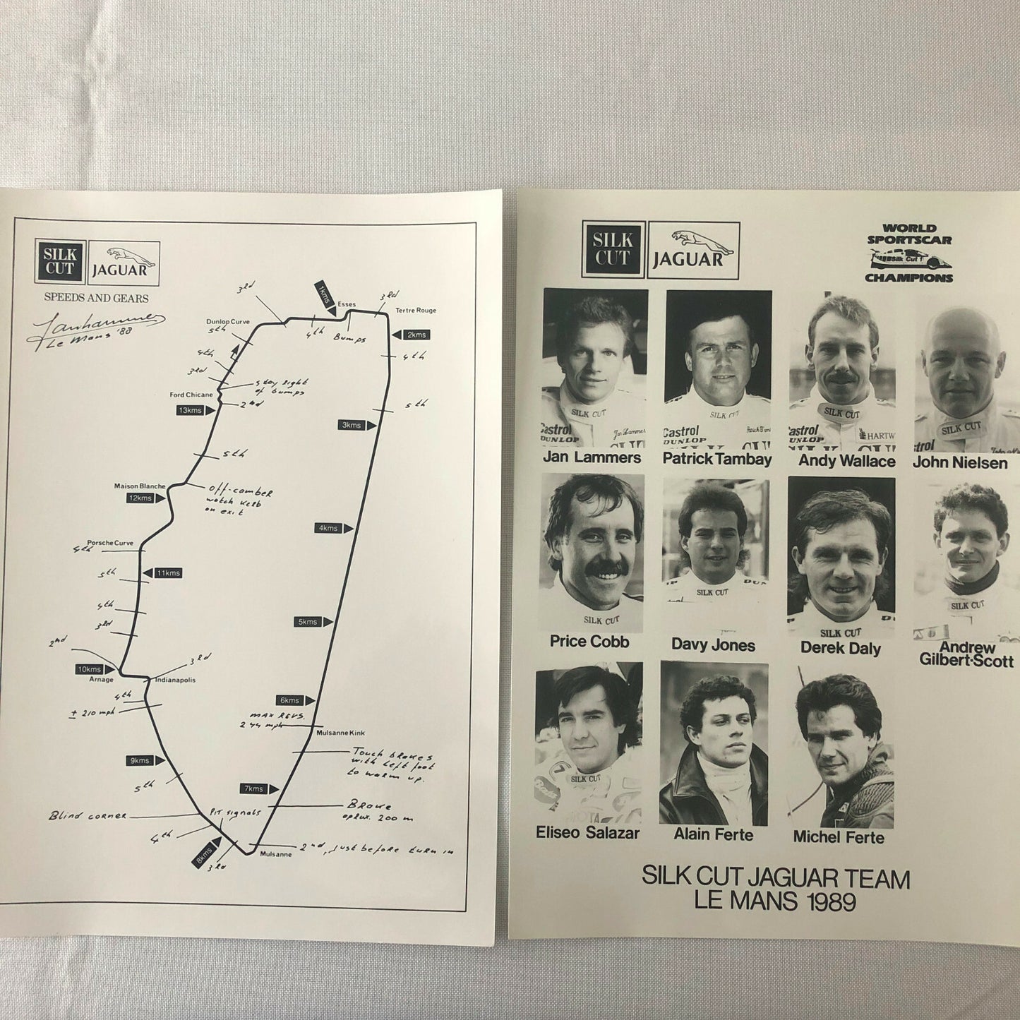 1989 Jaguar Silk Cut Racing Car Team Press Kit Photos + FRENCH LANGUAGE