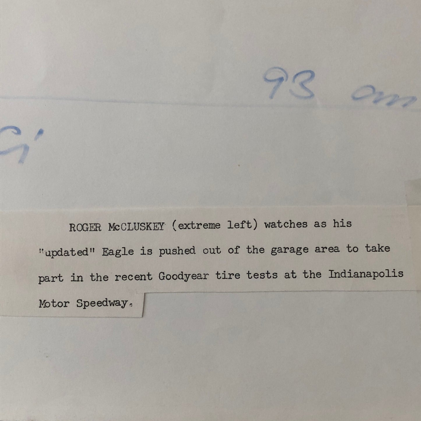 Roger McCluskey Indianapolis 500 Indy 500 Racing Photo Photograph Eagle Goodyear