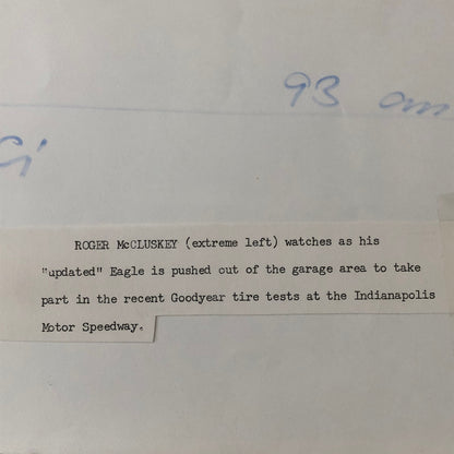 Roger McCluskey Indianapolis 500 Indy 500 Racing Photo Photograph Eagle Goodyear