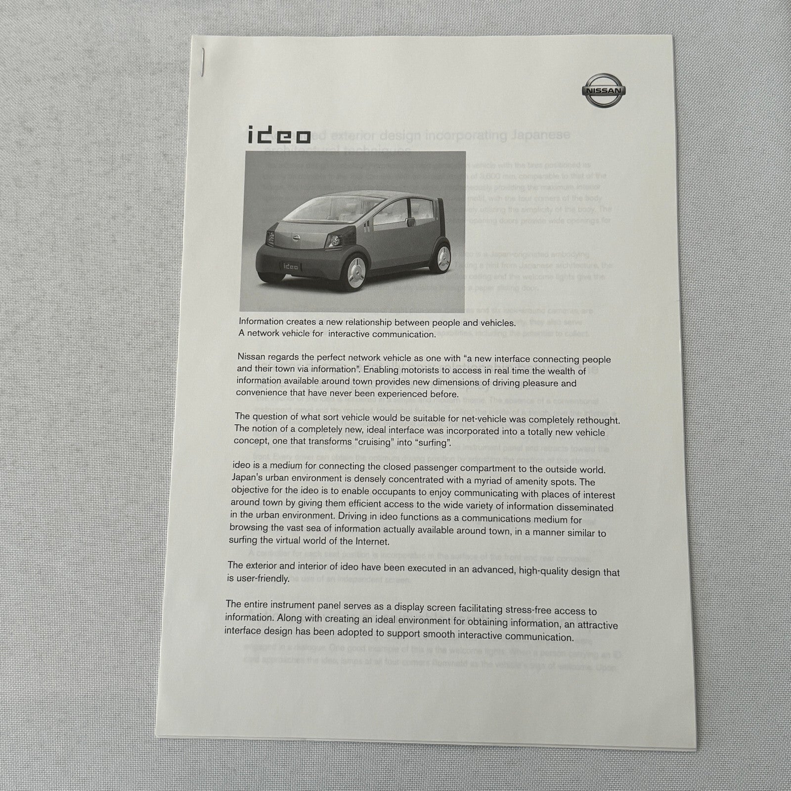 Nissan Tokyo Motor Show Concept Car Press KIt Brochure with CD Fairlady Z Nails