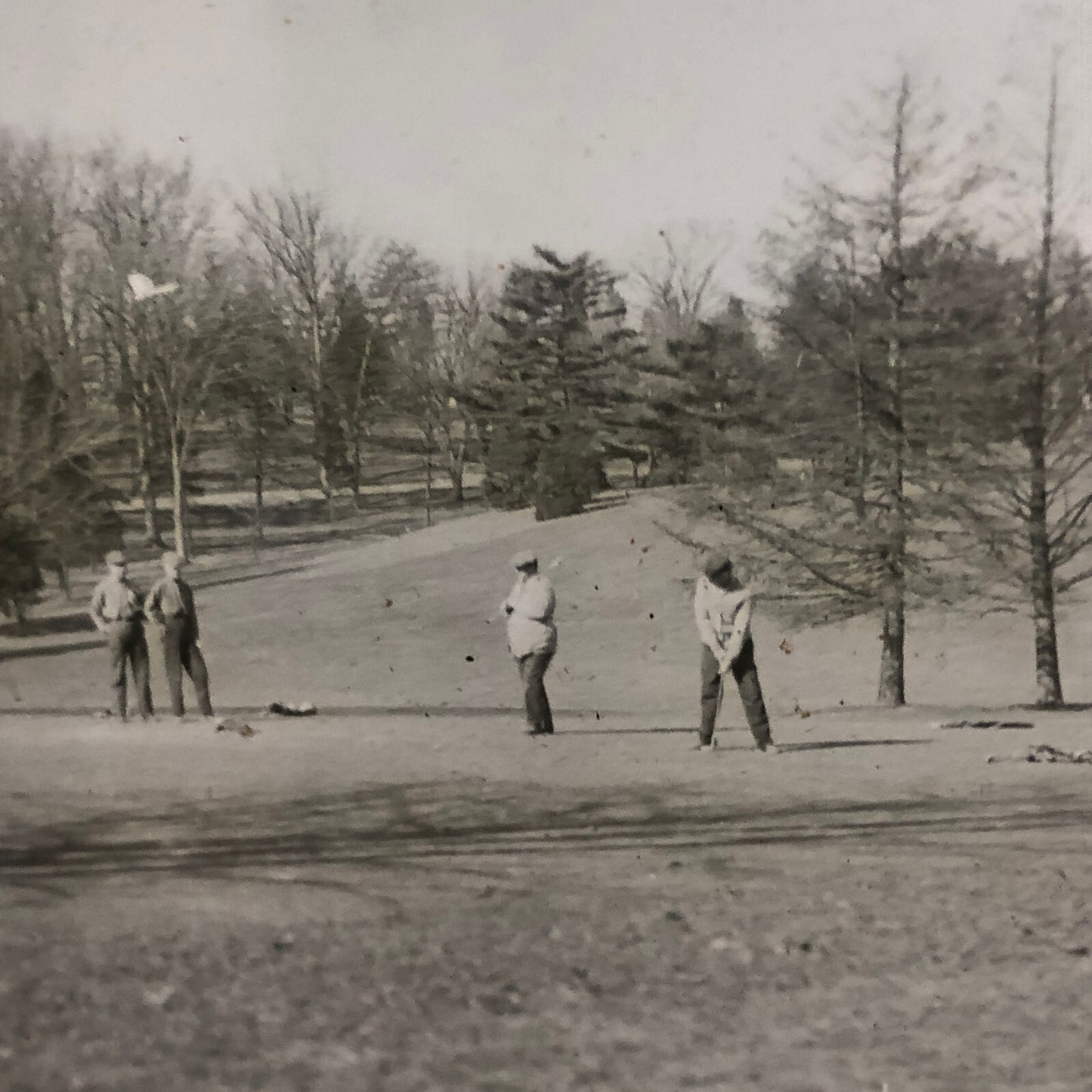 Antique Glass Plate Lantern Slide Photo Golf Golfers Golfing Golf Course