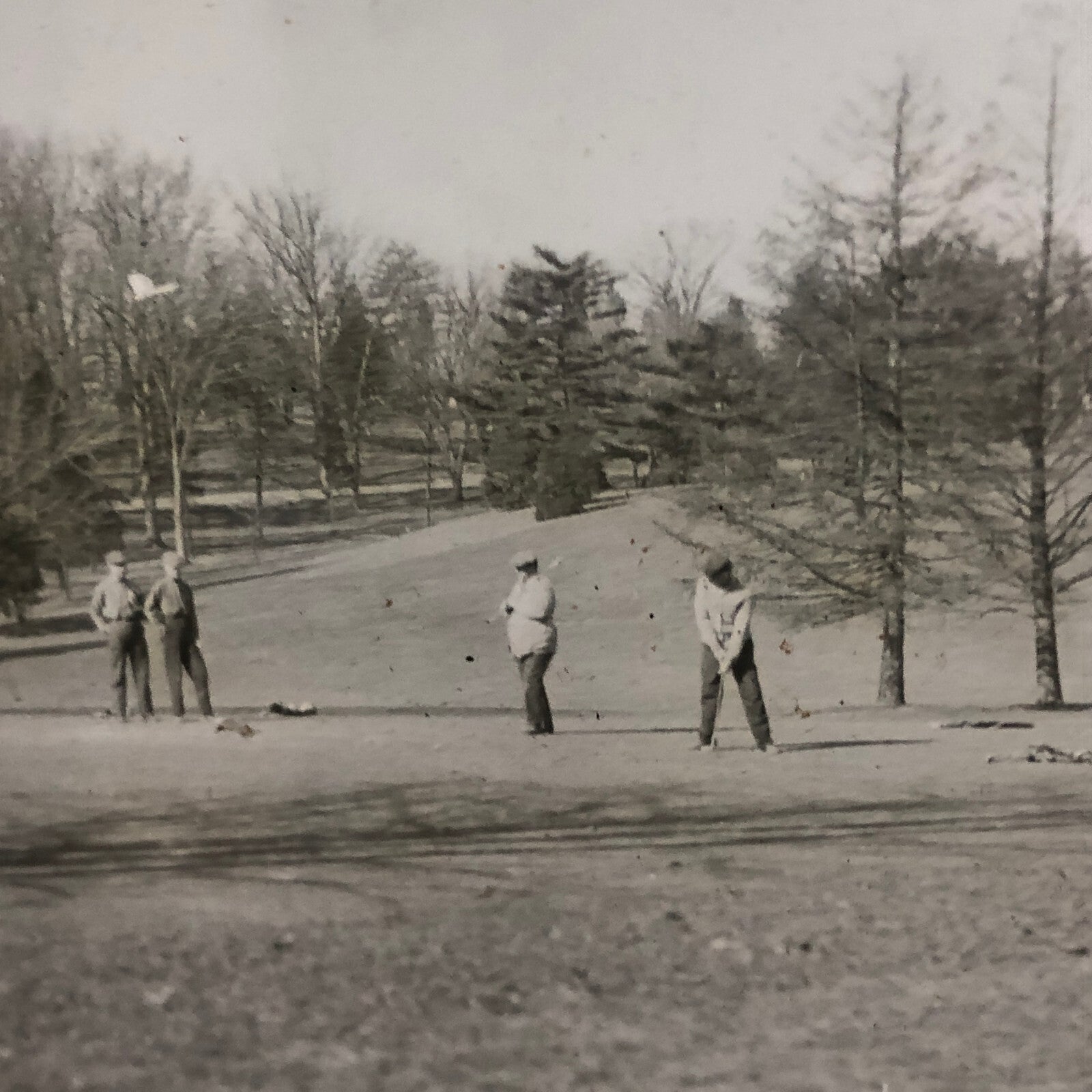 Antique Glass Plate Lantern Slide Photo Golf Golfers Golfing Golf Course