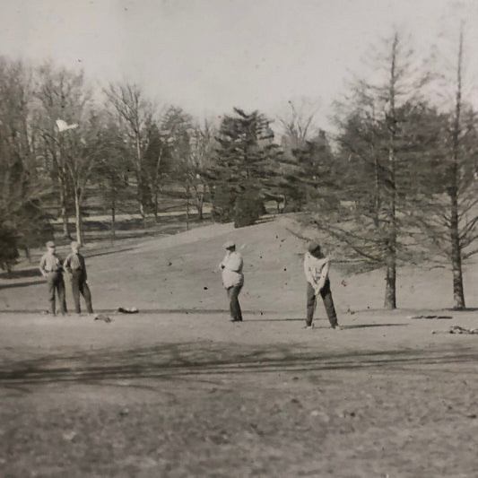 Antique Glass Plate Lantern Slide Photo Golf Golfers Golfing Golf Course