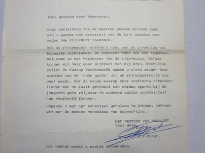 1982 RAC Regionale Automobielsport Club Oost Car Rally Racing Letter Letterhead