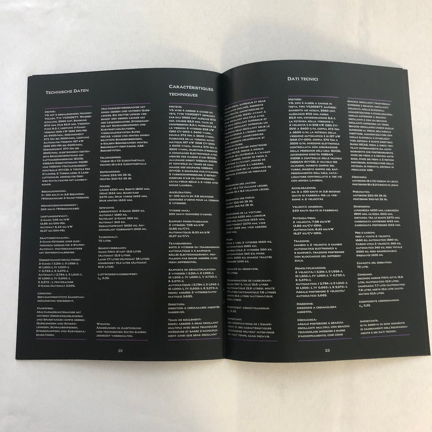 Vintage Nissan 300ZX Car Sales Brochure Catalog 300 ZX GERMAN Text European