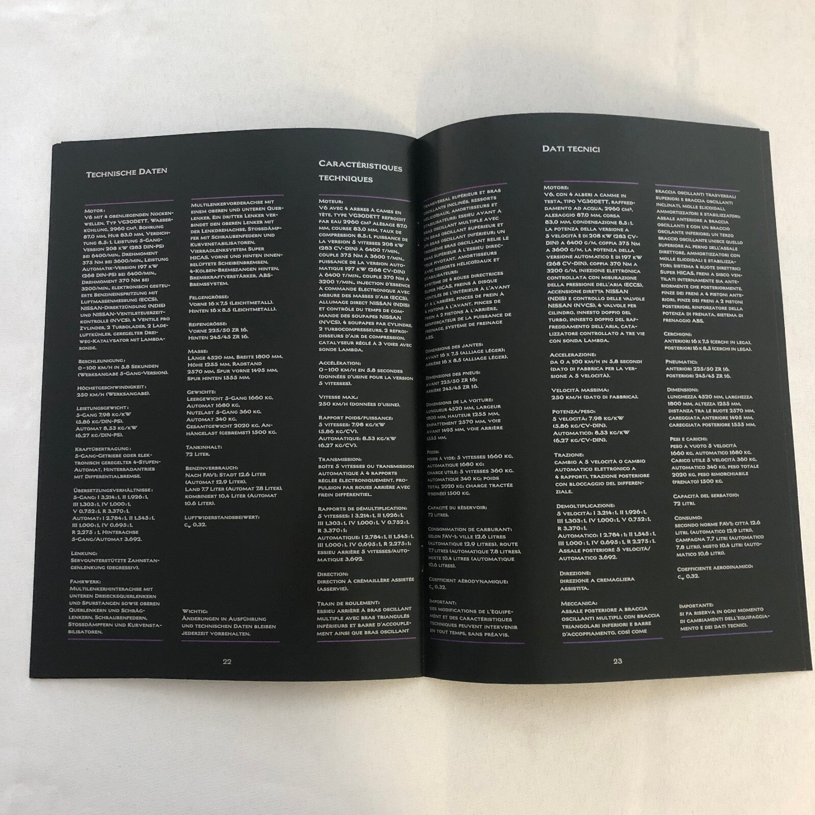 Vintage Nissan 300ZX Car Sales Brochure Catalog 300 ZX GERMAN Text European