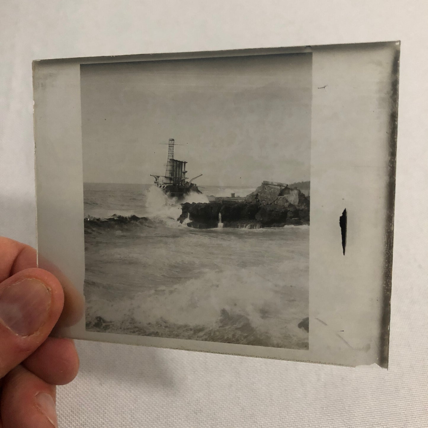 Antique Glass Plate Lantern Slide USS Memphis Navy Ship Boat 1916 Tennessee