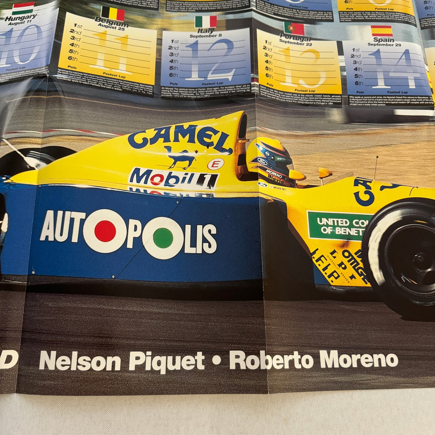 1991 Benetton Ford F1 Racing Poster Nelson Piquet Roberto Moreno Formula One