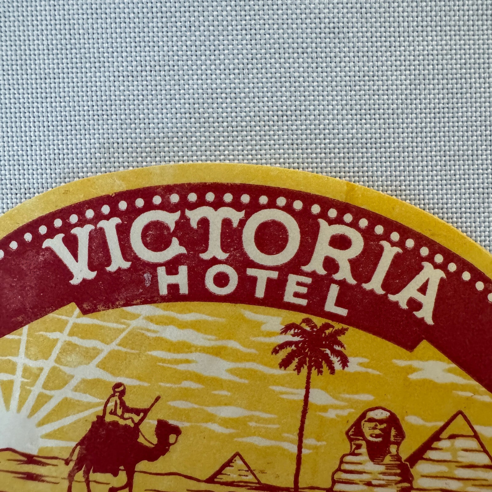 Vintage Hotel Travel Luggage Label Victoria Hotel Cairo Egypt Egyptian