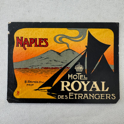 Vintage Hotel Travel Luggage Label Hotel Royal Des Etrangers Naples Italy