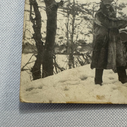 Vintage Postcard Real Photo Postcard RPPC Post Card Men Car Automobile Snow