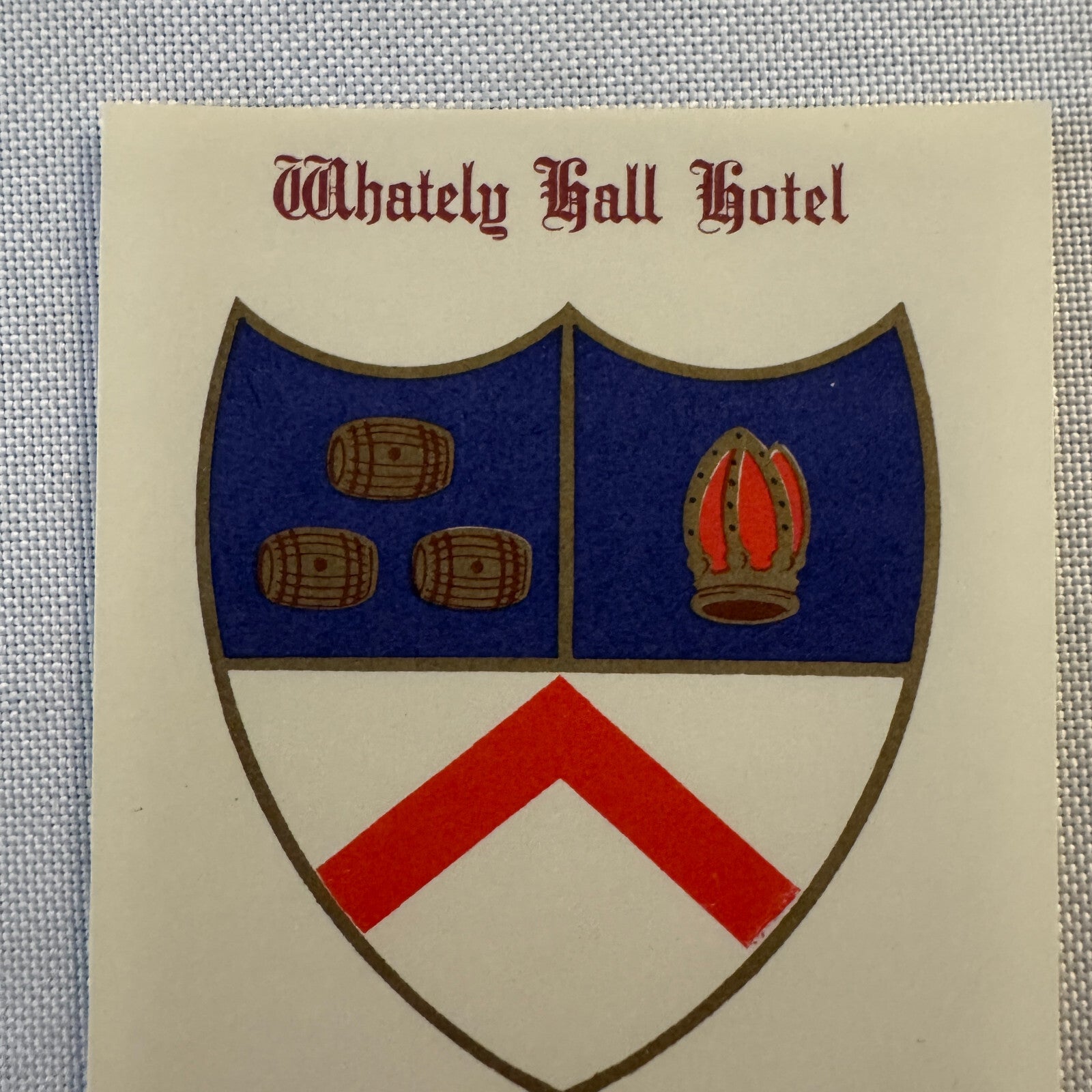 Vintage Hotel Travel Luggage Label Whately Hall Hotel Banbury Oxon England UK
