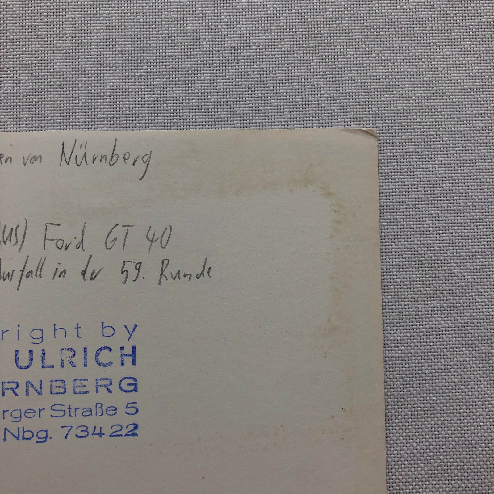 Vintage Ford GT40 Racing Photo Photograph 1968 Paul Hawkins Norisring Circuit 