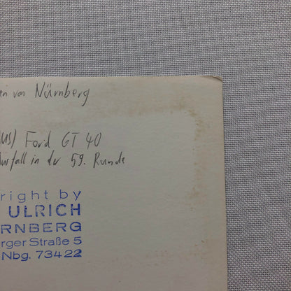 Vintage Ford GT40 Racing Photo Photograph 1968 Paul Hawkins Norisring Circuit 