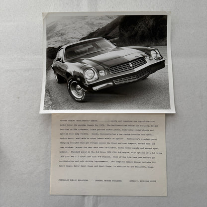 1979 Chevrolet Camaro Berlinetta Factory Press Publicity Photo Photograph Chevy