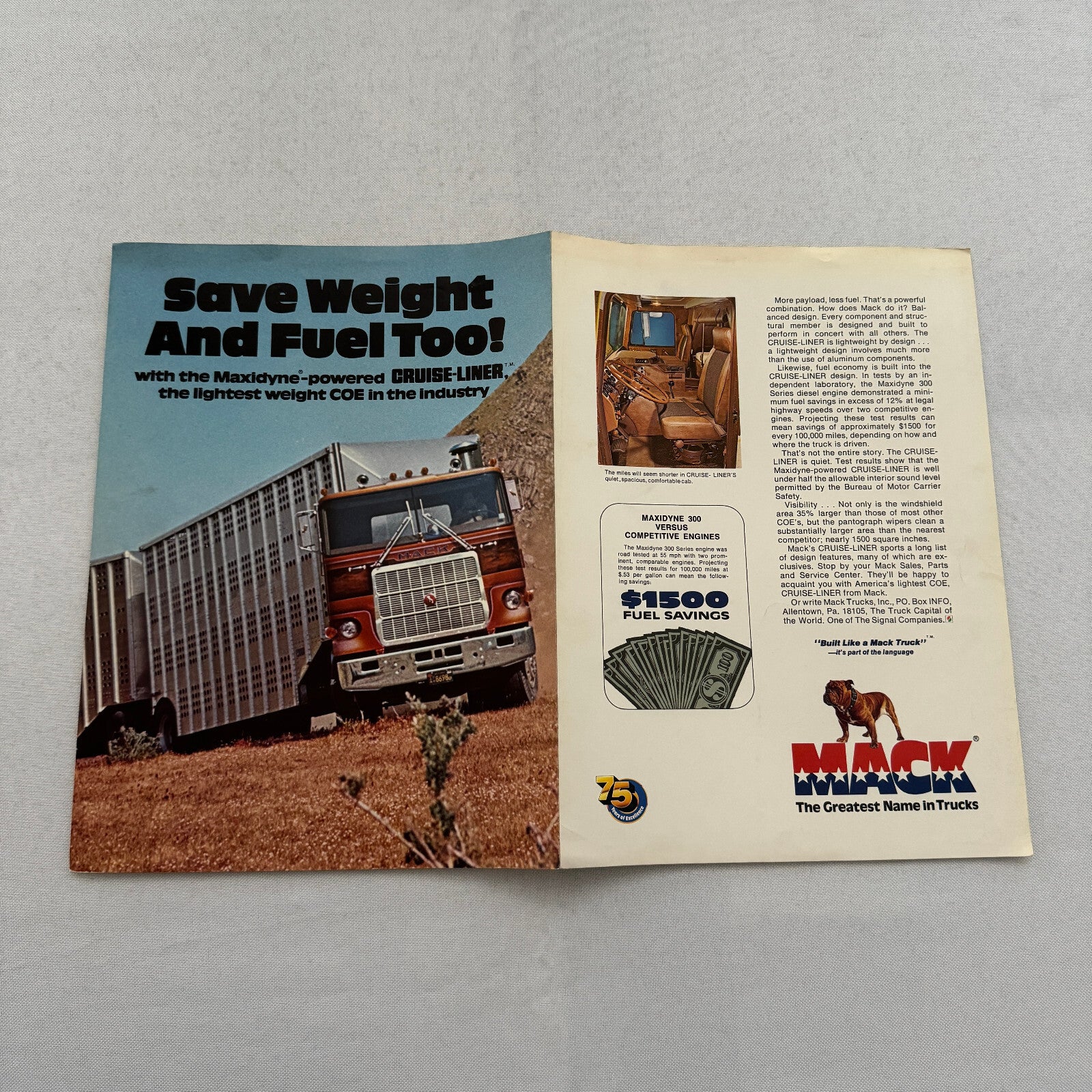 Mack Cruise Liner COE Truck Sales Brochure Catalog Advertising Cruise-Liner