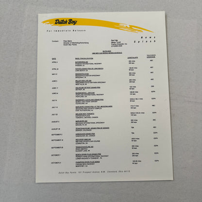 Arie Luyendyk 1990 Dutch Boy Paint CART Indy Racing Press Kit Brochure Photo