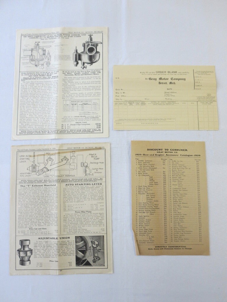 1909 Gray Motor Company Boat & Engine Accessory Sales Brochure Catalog 