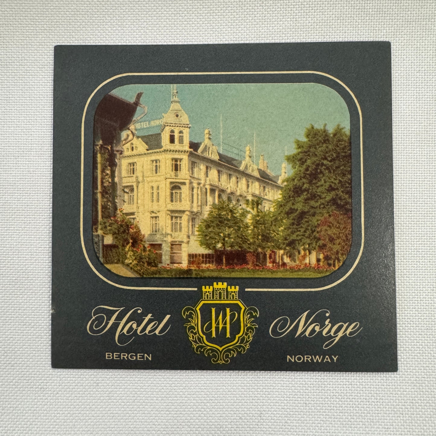 Vintage Travel Luggage Label Hotel Bergen Norway Norge