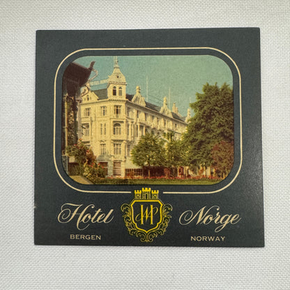 Vintage Travel Luggage Label Hotel Bergen Norway Norge