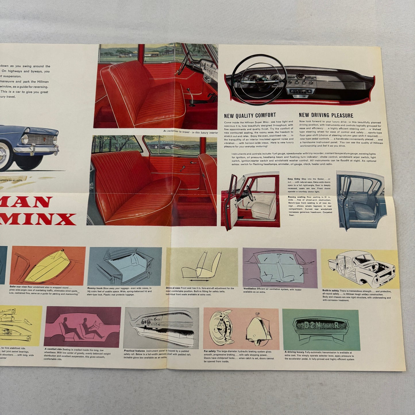 Hillman Super Minx Car Sales Brochure Catalog Advertising Vintage
