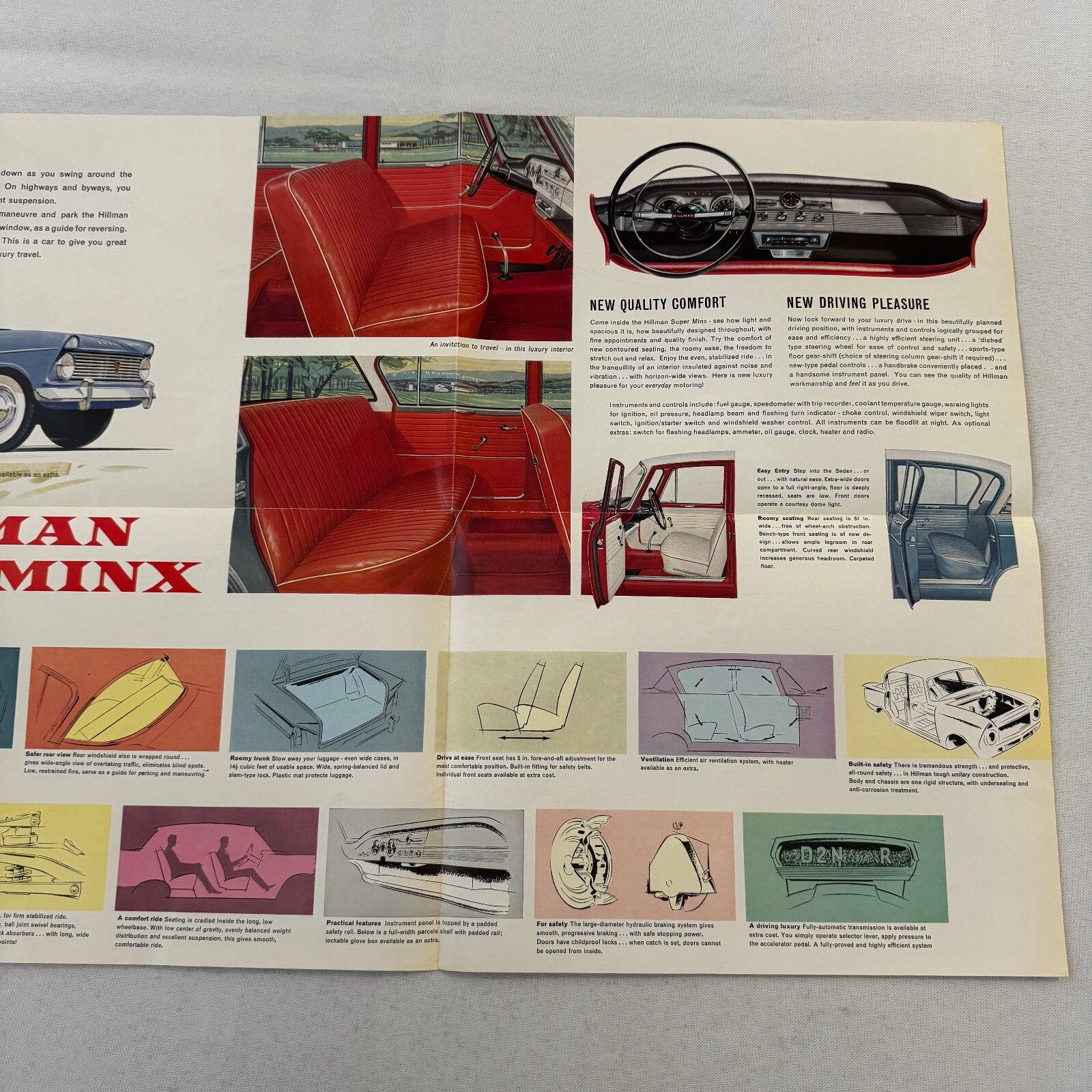 Hillman Super Minx Car Sales Brochure Catalog Advertising Vintage