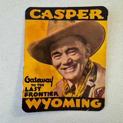 Vintage Travel Luggage Label Casper Wyoming