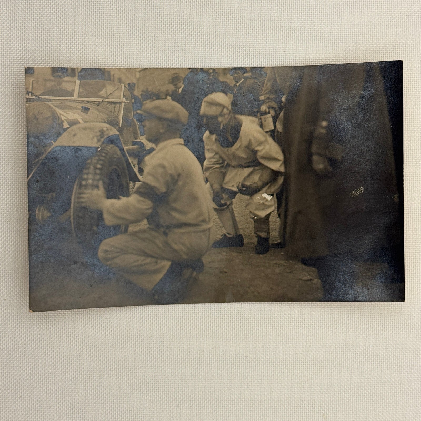 Vintage Racing Car Photo Photograph Print Crew Tire Change Francesco Crupi