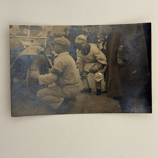 Vintage Racing Car Photo Photograph Print Crew Tire Change Francesco Crupi