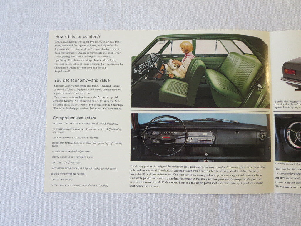 1960s Sunbeam Arrow Sales Brochure Advertising Rootes 