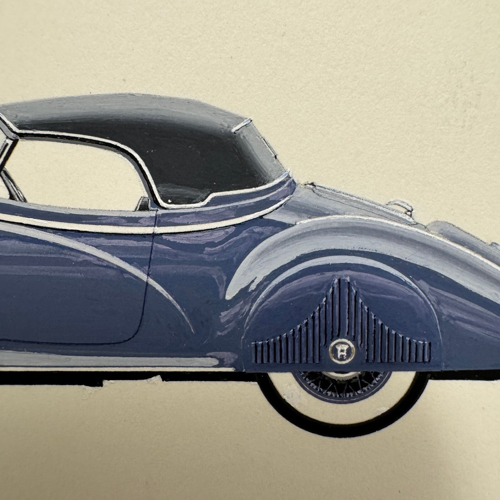 1939 Horch 853 A Special Roadster Illustration Art Drawing Vintage Miniature