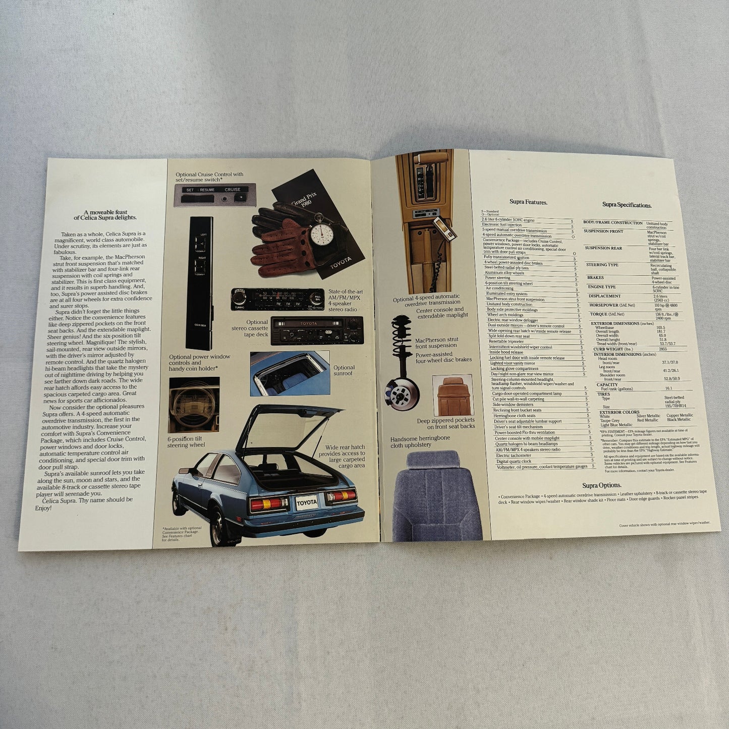 1980 Toyota Celica Supra Sales Brochure Catalog Advertising