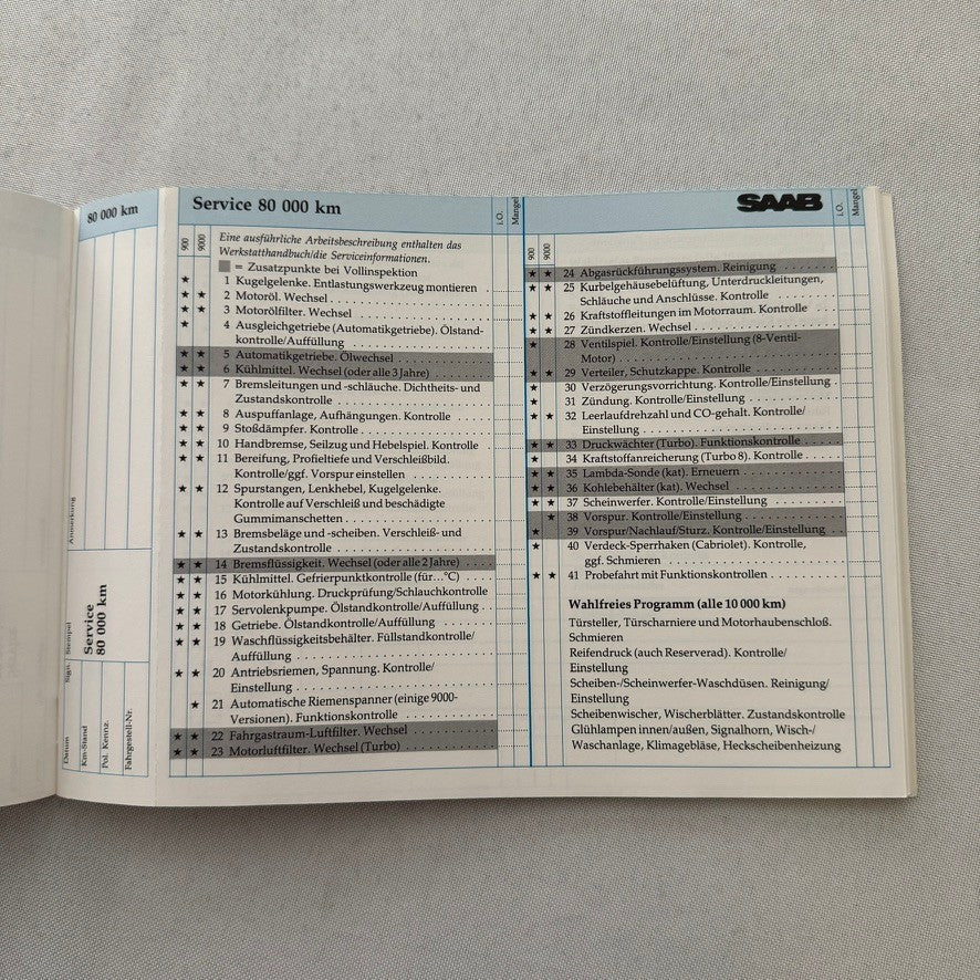 Saab 900 and 9000 Service Book Manual GERMAN 1988 1989