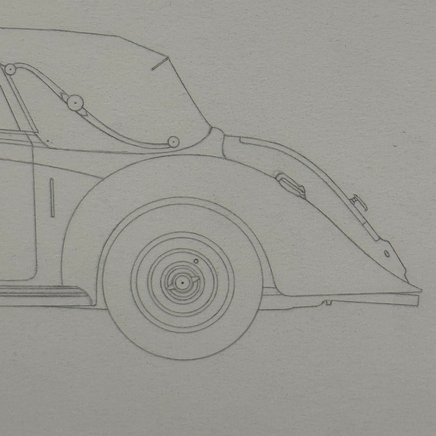 1938 Lagonda LG6 Drophead Coupe Car Illustration Art Drawing Hand Drawn