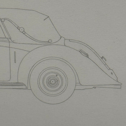 1938 Lagonda LG6 Drophead Coupe Car Illustration Art Drawing Hand Drawn