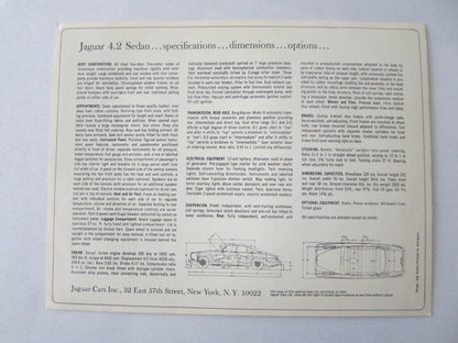 Vintage Jaguar 4.2 Sedan Sales Brochure Catalog