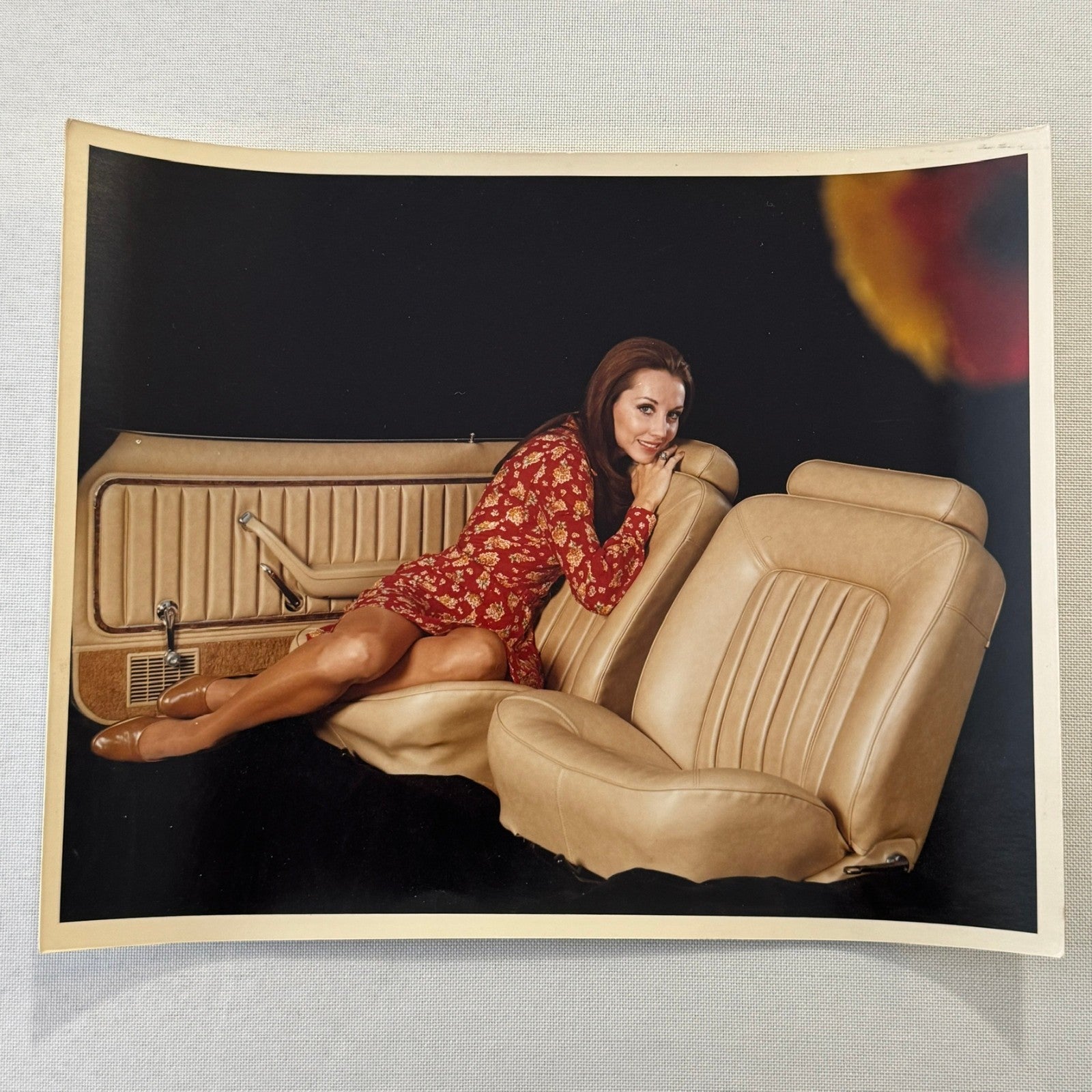 Vintage Photo Photograph Woman Model with Ford Car Interior Advertising Image