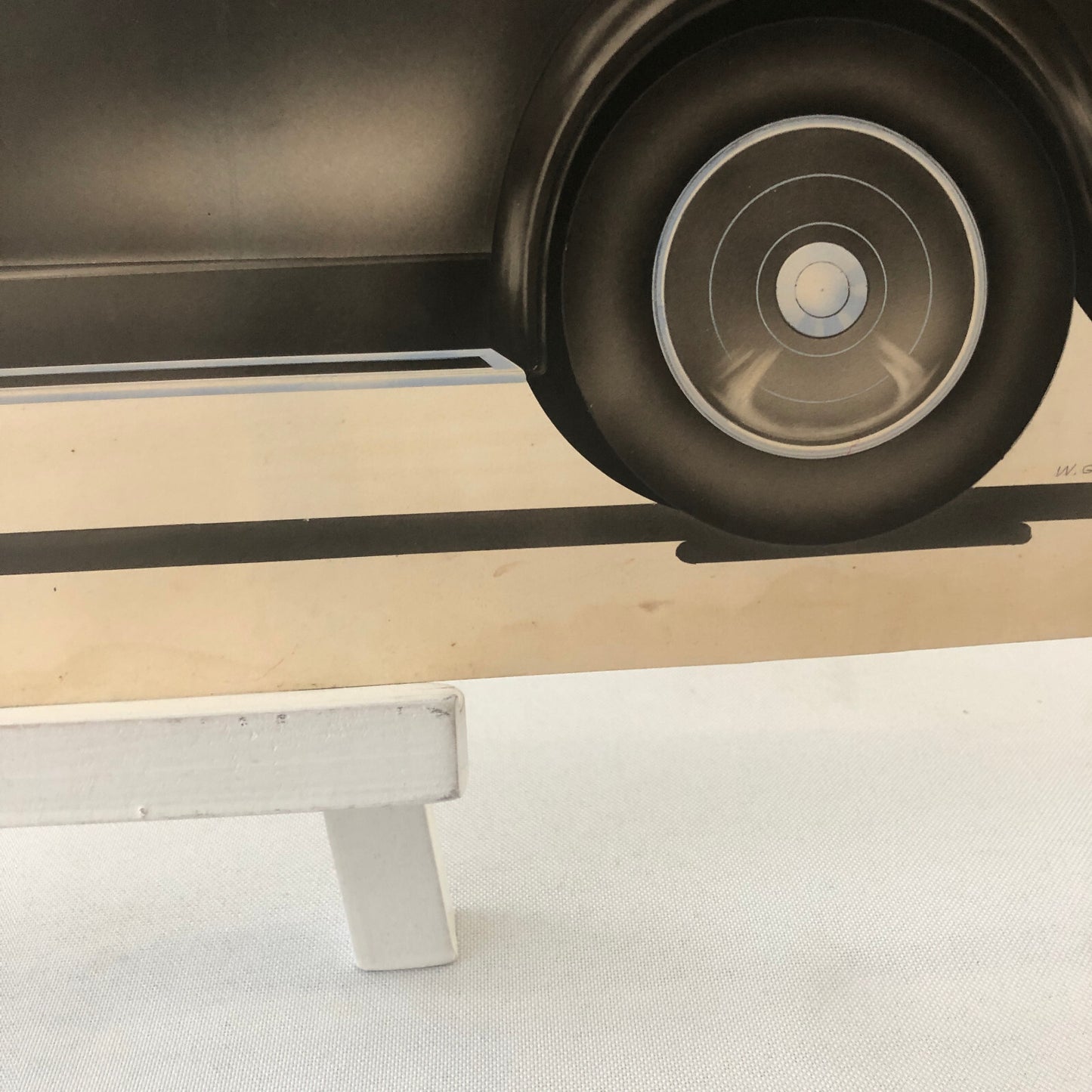 Antique Automobile Car Illustration Art Signed and Dated 1929