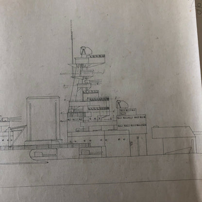 Antique 1928 Boat Ship Design Rendering - GM Ross Pencil Illustration ? 