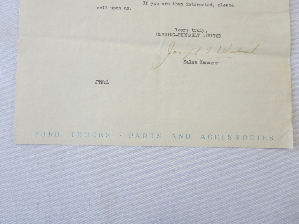 1944 1942 Ford Mercury Lincoln Zephyr Dealer Letter Letterhead Cumming Perrault