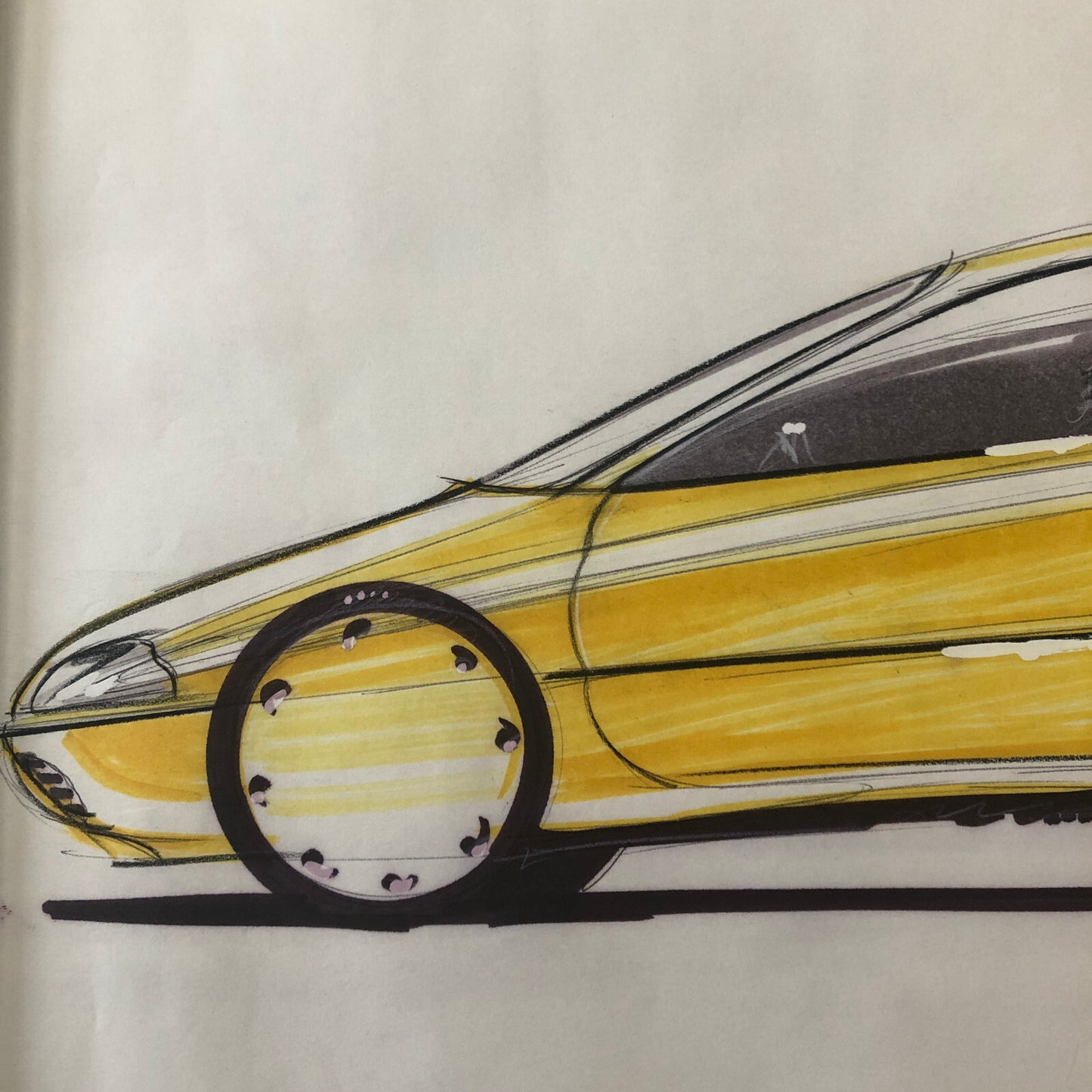 Car Styling Concept Illustration Art Drawing Sketch Vintage Signed 1986