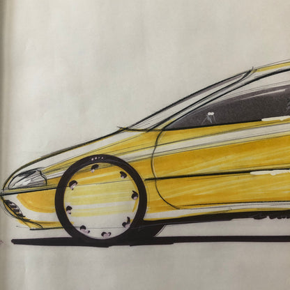 Car Styling Concept Illustration Art Drawing Sketch Vintage Signed 1986