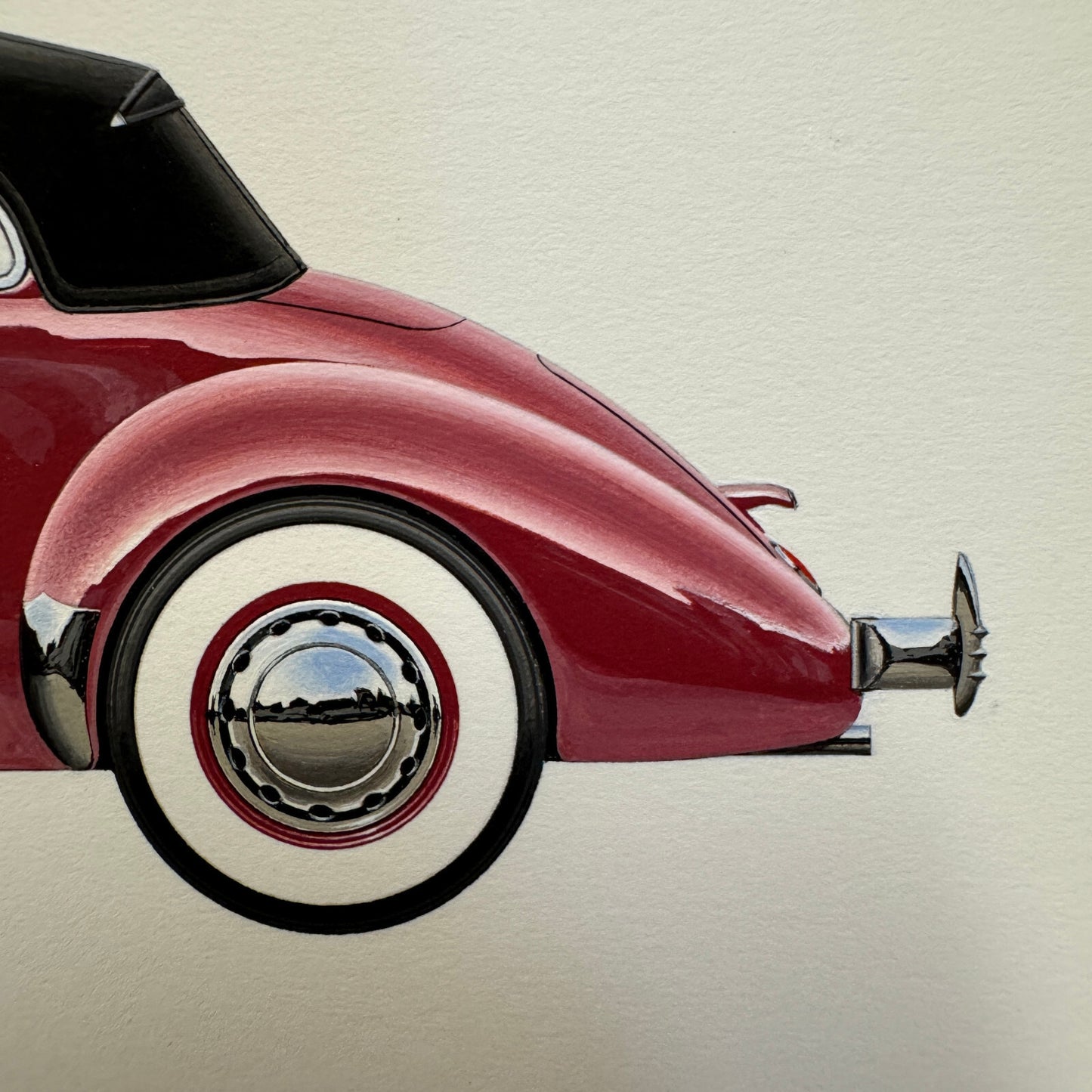 1937 Cord 812 Convertible Phaeton Sedan Car Illustration Art Drawing Hand Drawn