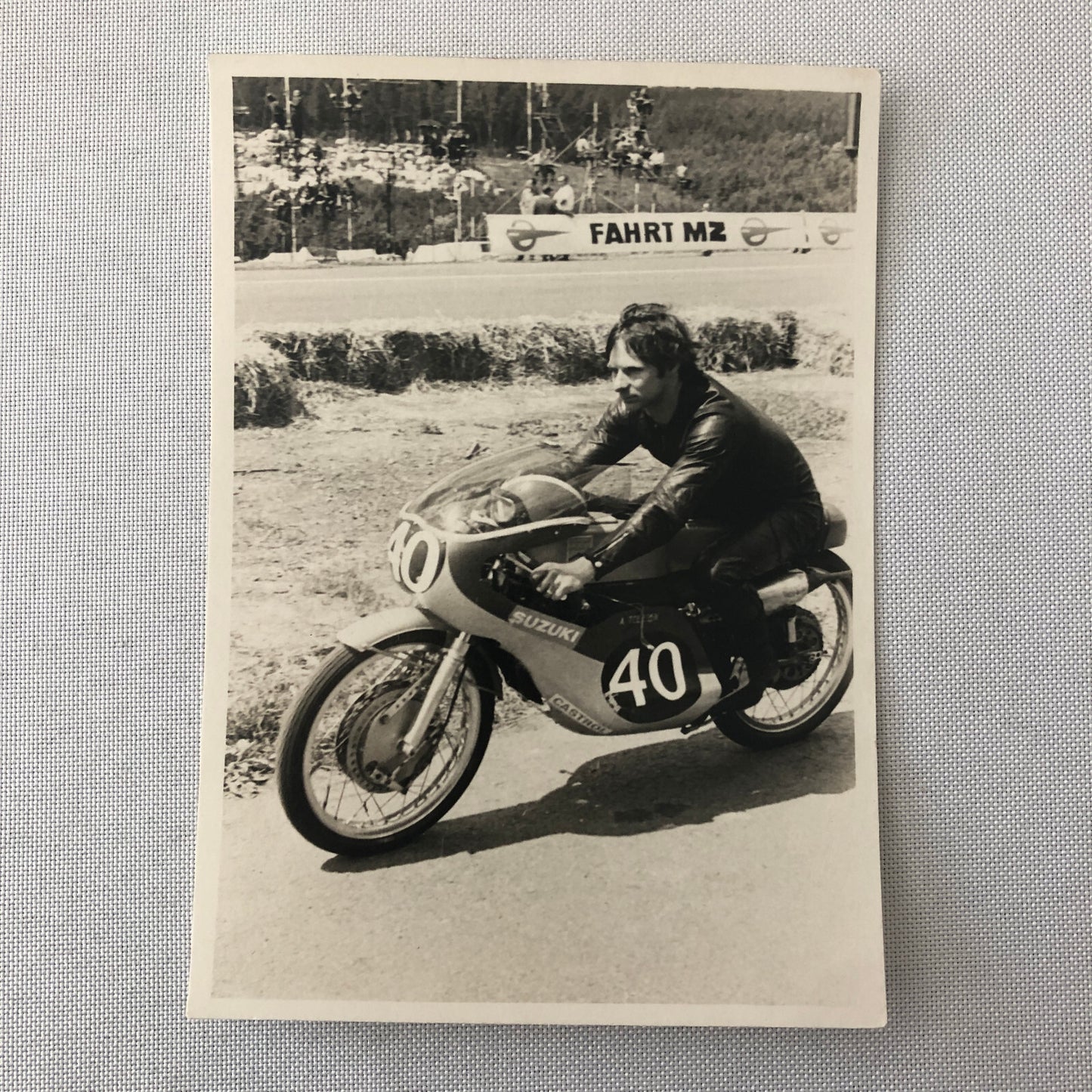 Vintage Motorcycle Racing Photo photograph Rider Suzuki Bike