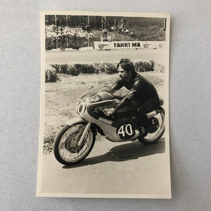 Vintage Motorcycle Racing Photo photograph Rider Suzuki Bike