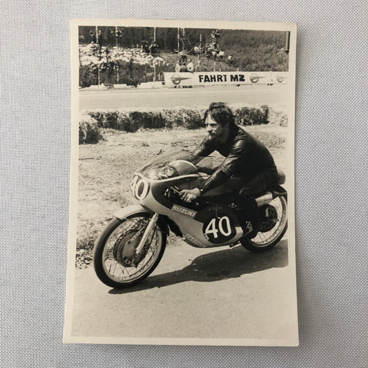 Vintage Motorcycle Racing Photo photograph Rider Suzuki Bike