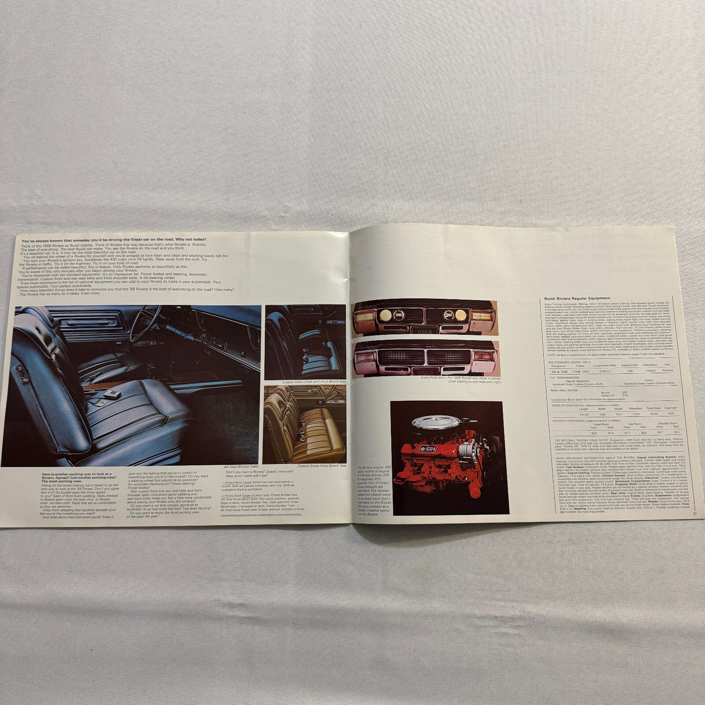1968 Buick Sales Brochure Catalog GS400 GS350 Skylark Wildcat Electra Riviera +